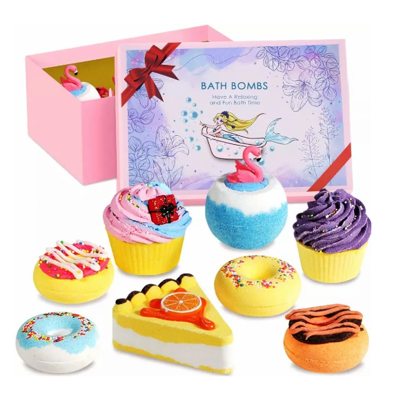 Set regalo di bombe da bagno personalizzabili all'ingrosso a forma di cupcake e ciambella
